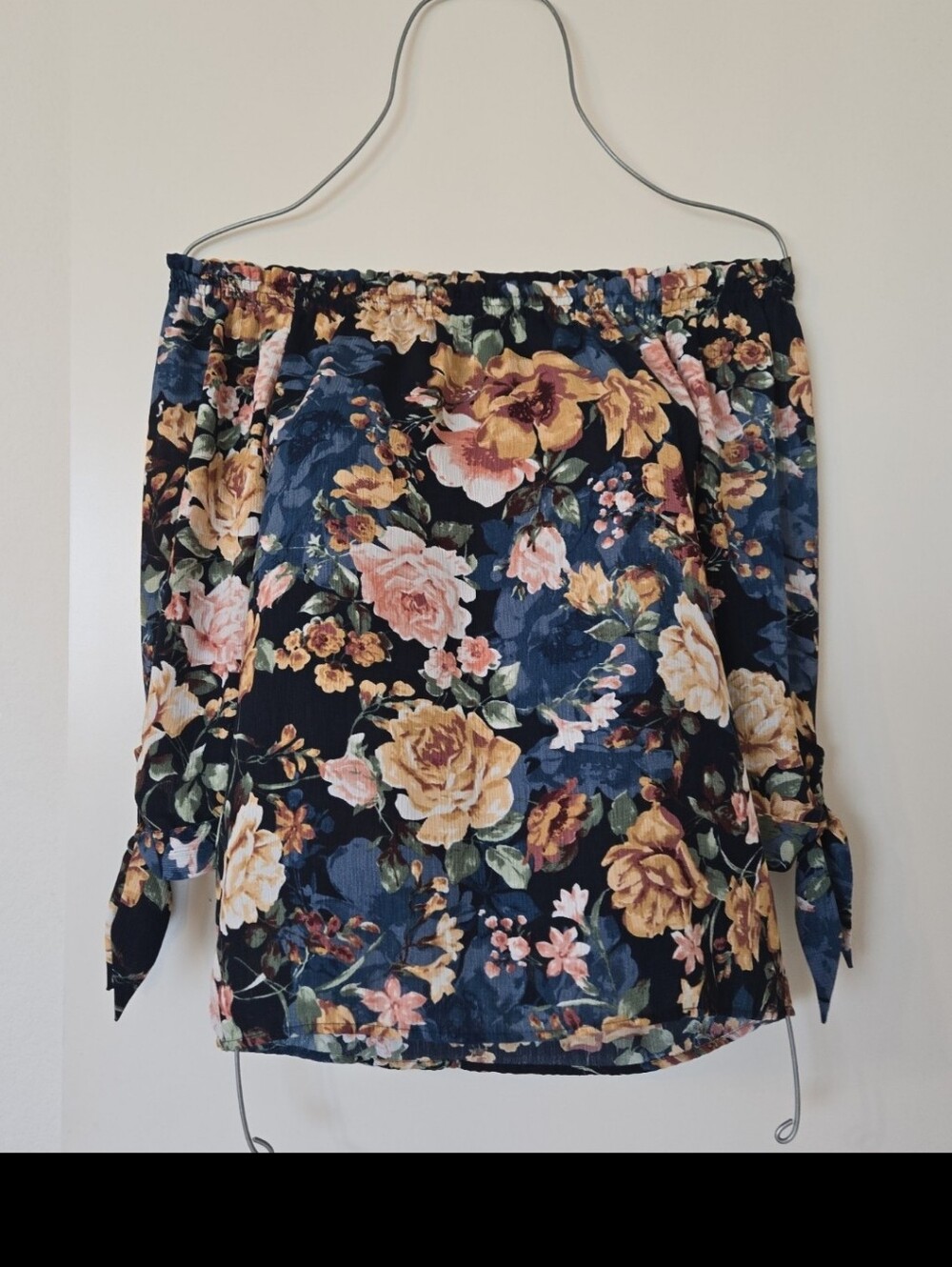 Sara Michelle Navy Floral Mini Skirt with Yellow & Pink Blooms